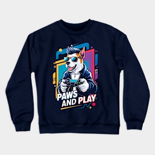 Paws And Play  | Dog gaming  Funny Crewneck Sweatshirt